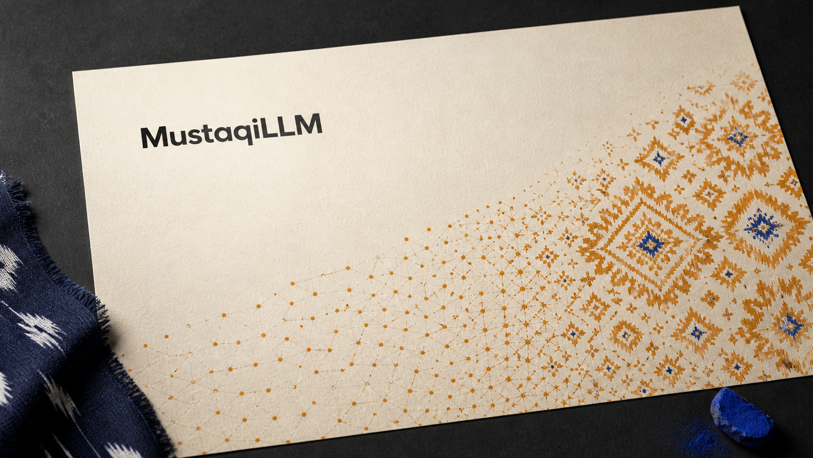 MustaqiLLM launch artwork with a five-billion-parameter model visual